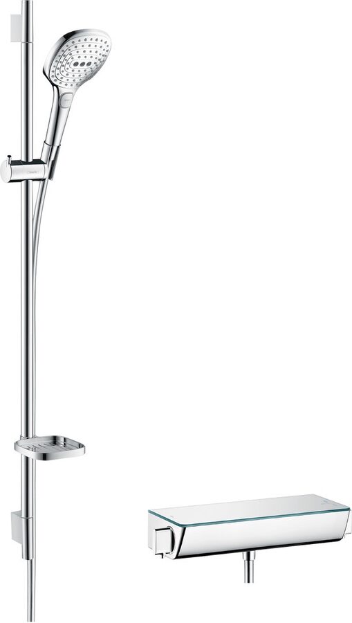 Hansgrohe Raindance Select E, système de douche apparent 3 jets avec thermostatique Ecostat Select