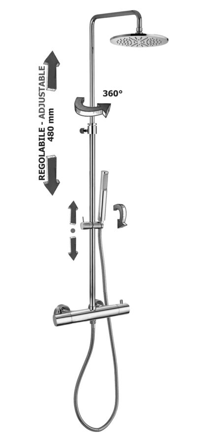 Paffoni Mini Light, colonne de douche réglable en hauteur