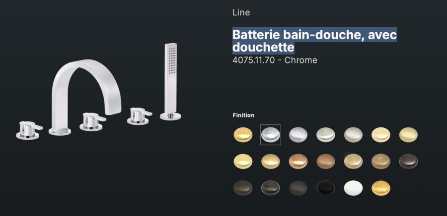 RVB Line Batterie bain-douche, avec douchette